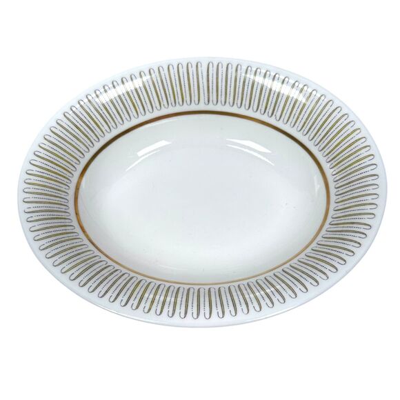 Royal Albert Capri Vegetable Dishes / Bowls White Gold Oval Bone China Lot of 2 - Picture 2 of 7